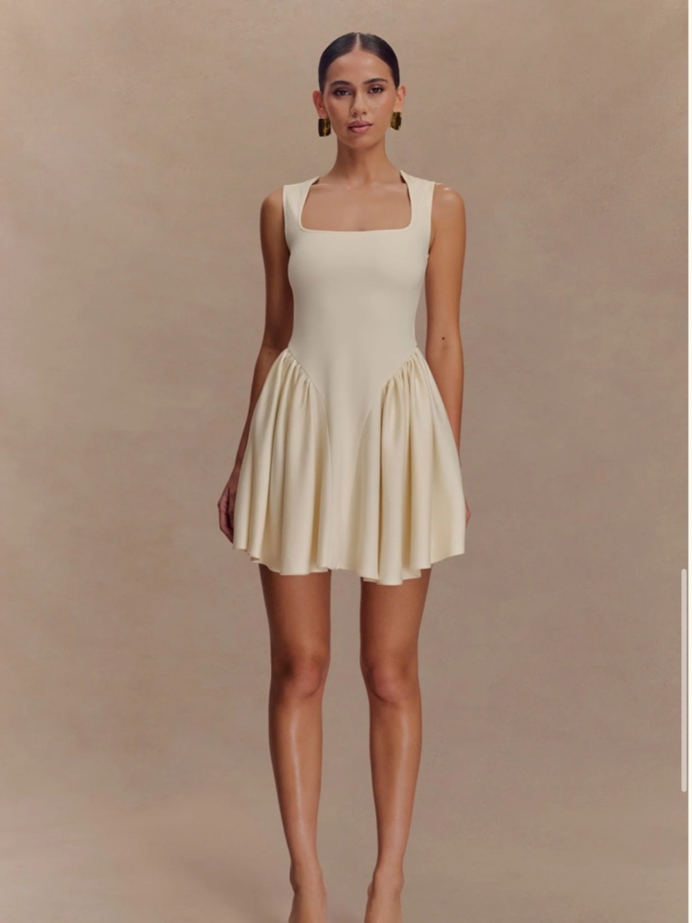 Meshki Sharon Sleeveless Square Neck Cream Dress - Picture 1 of 7